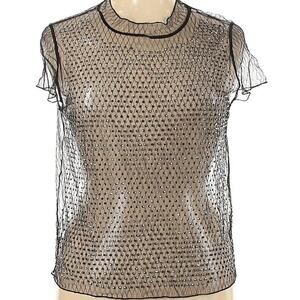 NWT Fashion to Figure Studded Sheer Mesh Blouse Black Plus Size 0X Statement Top